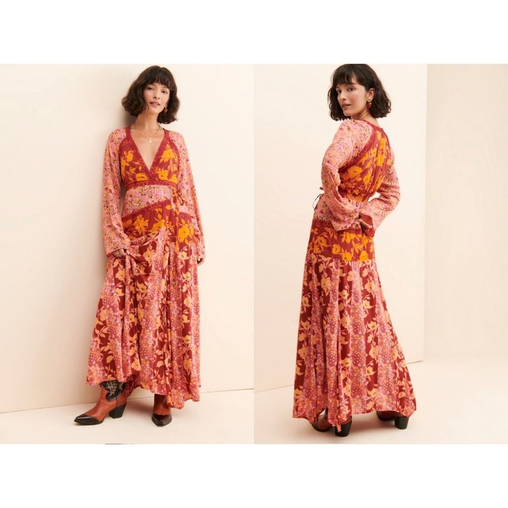 Free People Red and Pink Floral Maxi Dress - Picture 2 of 10